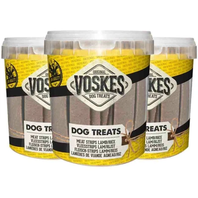 Afbeelding van 3x Voskes Emmer Vleesstrips Lam 600 gr
