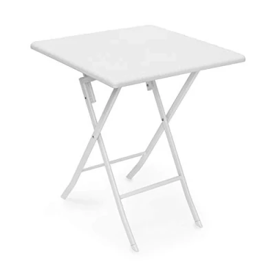 Afbeelding van Relaxdays tuintafel rotanlook opklapbare bijzettafel eettafel tuin campingtafel rond Wit, Vierkant