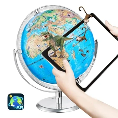 Afbeelding van VEVOR Leerwereldbol 254 mm, interactieve AR wereldbol met Golden Globe app, led nachtverlichting, 720 rotatie, STEM speelgoedcadeaus voor kinderen, compatibel Android of iOS apparaten
