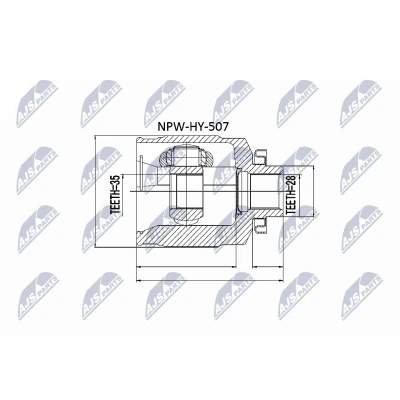 Afbeelding van Homokineet reparatie set, aandrijfas NTY NPW HY 507