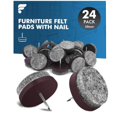 Afbeelding van shinfly viltglijders voor stoelen, diameter 28 mm, 24 stuks, met 4 mm dik, vilten stoelglijders meubels en vloeren