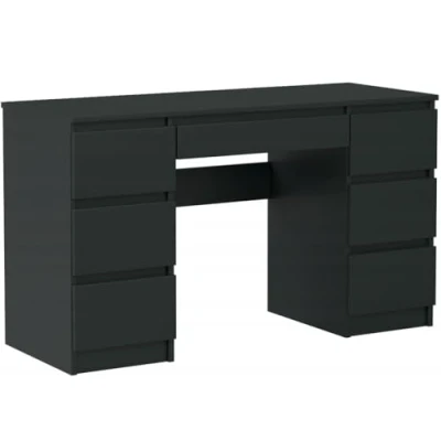 Afbeelding van VBChome Bureau, 130 x 50 cm, zwart, grote computertafel met 7 laden, ideaal als bureautafel, pc tafel, werktafel of laptoptafel voor thuiskantoor, studie en werkplek