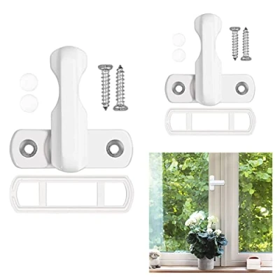 Afbeelding van Sash Jammer raambeveiliging, 2 stuks, deurbegrenzer, veiligheidsslot, raamdeurbegrenzer met schroef, deurslot voor UPVC, deuren, ramen, veiligheid thuis