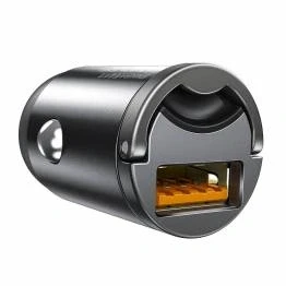 Afbeelding van Baseus Mini USB Autolader QC 3.0 30W Snellader Grijs