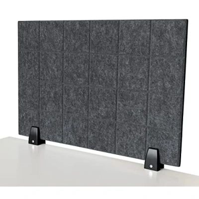 Afbeelding van Imstande Akoestische scheidingswand bureau 60 x 40 cm inkijkbescherming geluidsisolatie tafelscheidingswand vilt grijs met bevestiging