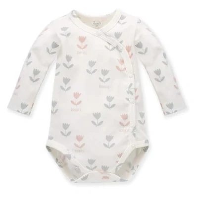Afbeelding van Pinokio Bodysuit met knopen, romantisch, 100% katoen, Ecru bloemen, meisjes 56 74 (68), Flowers Romantic, 68 cm