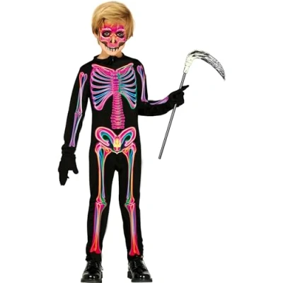 Afbeelding van Fiestas Guirca Kinderkostuum neon skeleton 7 9 jaar