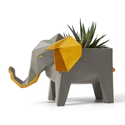 Afbeelding van Amoy Art Bloempot Succulent Cactus Plantenbak Figuur Decoratie Olifant Modern Standbeeld Kunst Dier Potten Voor Huis Cedeau Resin Sculpture 17cmL
