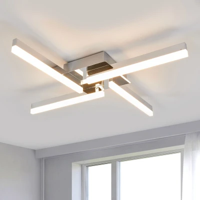 Afbeelding van Lindby Plafondlamp badkamer 4lichts acryl, metaal H: 7.4 cm wit, chroom Inclusief lichtbronnen
