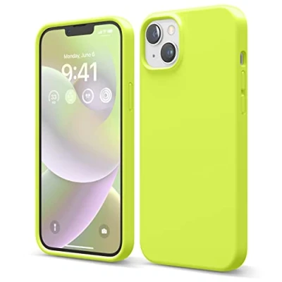 Afbeelding van elago Liquid Silicone Hoesje Compatibel met iPhone 14 Plus Case (6.7&quot;), Premiesilicone, Full Lichaamsbescherming 4 Layer Schokbestendige Geval, Antikras Zachte Microfiber Voering (Neon Geel)