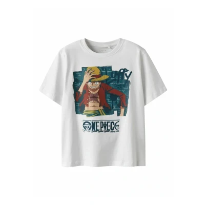 Afbeelding van Name it Nkmjob Onepiece NREG SS TOP NOOS VDE Tshirt print voor kinderen, Maat: 116, Bright white