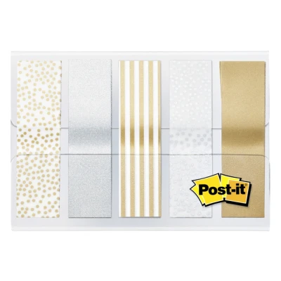 Afbeelding van Indextabs 3M Post it 684 12mmx43mm metallic motief goud zilver