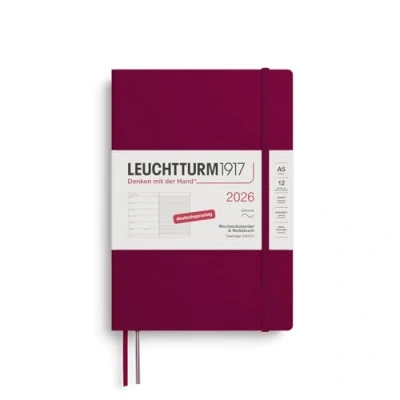 Afbeelding van LEUCHTTURM1917 372493 weekkalender &amp; notitieboek medium (A5) 2026, 12 maanden, softcover, Port Red, Duits