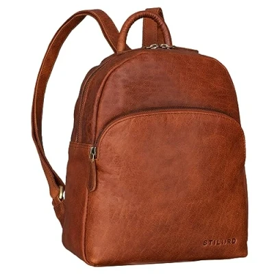 Afbeelding van STILORD &#039;Linnea&#039; Dames Lederen Rugzak Vintage Daypack Backpack Elegante Handtas voor Vrouwen City Dagrugzak School Travel Echt Leder, Kleur:maraska bruin