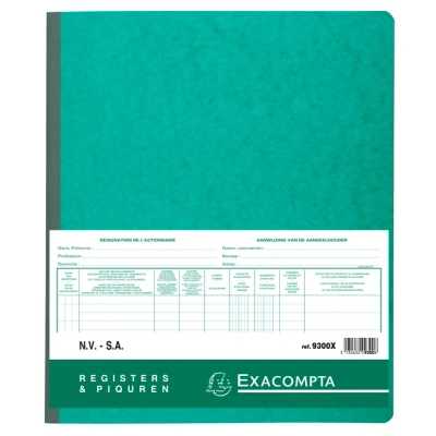 Afbeelding van Register Piqure aandeelhouder NV/SA 250x320mm 80vel groen