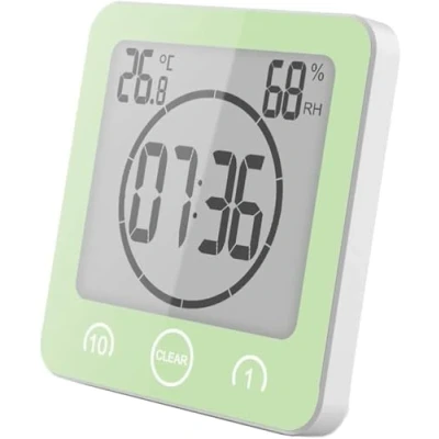 Afbeelding van Badkamer Klok, Lcd Digitale Douchewekker, badkamerhorloge waterdicht, Douche Wandklok, Luchtvochtigheid Temperatuur Countdown Timer voor Keuken