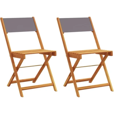 Afbeelding van Bistrostoelen 2 st massief acaciahout en stof antracietkleurig