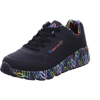 Afbeelding van Skechers Uno Lite Mooie Luv meisjes Sneaker, Zwarte Synthetische Multi Trim, 36.5 EU