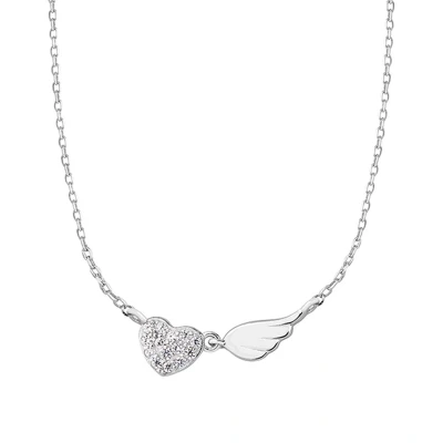 Afbeelding van JoyS Zilveren hartje ketting met vleugel rhodium zirkonia 42 tot 45 cm