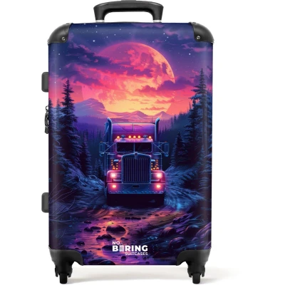 Afbeelding van NoBoringSuitcases.com® Kinderkoffer groot Kindertrolley koffer Truck Nacht Rolkoffer lichtgewicht Reiskoffer met 4 wielen Grote trolley XL 20 kg bagage