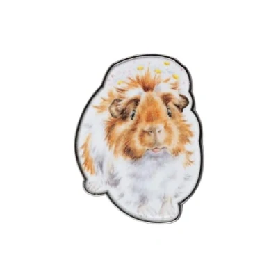 Afbeelding van Wrendale Designs Grinny Pig&#039; Cavia Pin Badge, Mat verzilverde zinklegering