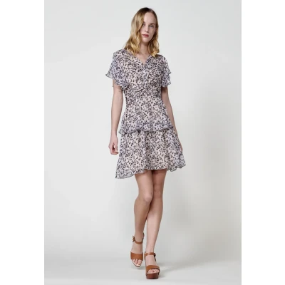 Afbeelding van Koroshi Short Sleeve Jurk Multicolor multi coloured, Dames, Maat: 40, coloured