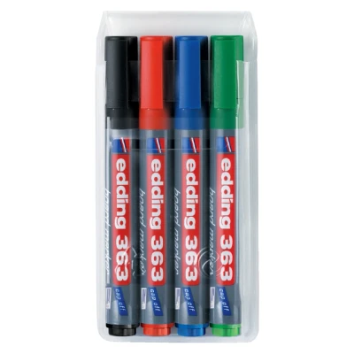 Afbeelding van Viltstift edding 363 whiteboard schuin 1 5mm assorti set à 4 stuks