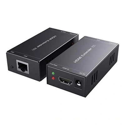 Afbeelding van PWAYTEK HDMI extender 1080p@60Hz, 3D, over enkele Cat5e/Cat6/Cat 7 kabel Full HD ongecomprimeerde zender tot 164 Ft(50m), EDID en POC functie ondersteund (zender ontvanger)