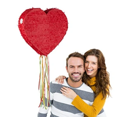 Afbeelding van Relaxdays Pinata hart piñata bruiloft Valentijnsdag rood leeg