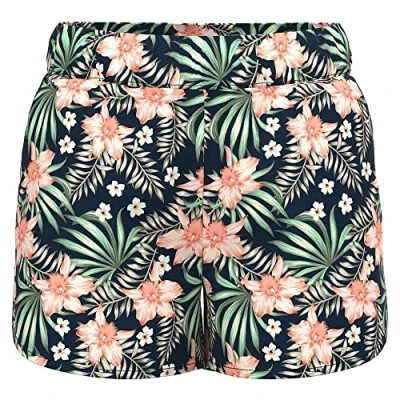 Afbeelding van NAME IT MINI gebloemde short NMFVINAYA van gerecycled polyester donkerblauw/groen/zalm