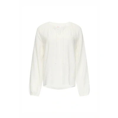 Afbeelding van s.Oliver Gestructureerde blouse met plooitjes, 0210 wit, 44