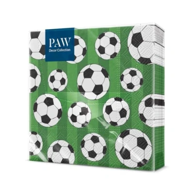 Afbeelding van PAW Papieren Servetten 3 laags (33 x 33 cm) I 20 Stuks Perfect voor Feesten, Verjaardagen, Vieringen Verjaardag Tafeldecoratie Kleurrijke met Motief Voetbal