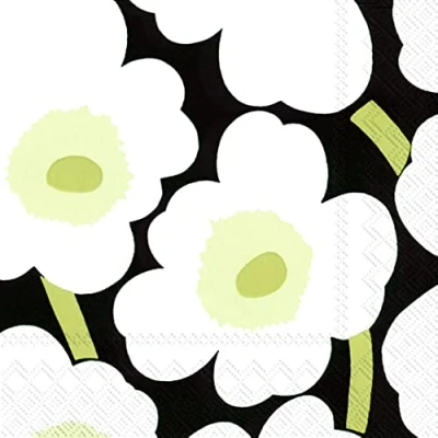 Afbeelding van 40 Servetten Marimekko Unikko zwart wit