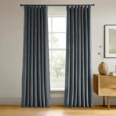 Afbeelding van HPD Half Price Drapes VPCH P Signature Verduisteringsgordijn van fluweel (1 gordijn), polyester, afstand blauw grijs, 50 x 108