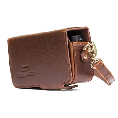 Afbeelding van MegaGear Leren cameratas met riem compatibel Sony Cyber shot DSC RX100 VII, ZV 1, VI, V, IV, III, II Donkerbruin