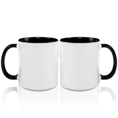 Afbeelding van MR.R 11 oz sublimatie lege koffiemokken, kop blanco witte mok beker met zwarte kleur binnenkant en handvat, set van 2