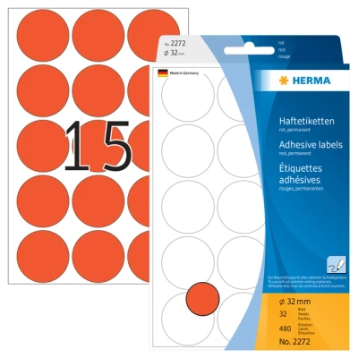 Afbeelding van Etiket HERMA 2272 rond 32mm rood 480stuks