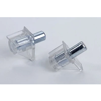 Afbeelding van 40 stuks rekken met stalen pen kunststof/metaal, transparant/vernikkeld, diameter 5 mm