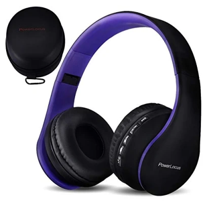 Afbeelding van PowerLocus Bluetooth hoofdtelefoon, over ear, draadloze hifi stereo, opvouwbare hoofdtelefoon met microfoon, zachte oorkussens, micro SD/TF, FM radio voor iPhone/Android/tablet/laptop