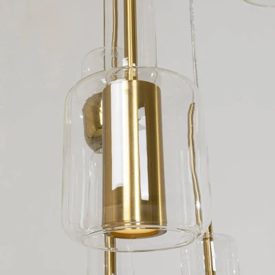 Afbeelding van Kare Candy Bar hanglamp, goudkleurig, staal, glas, 6 lamps.