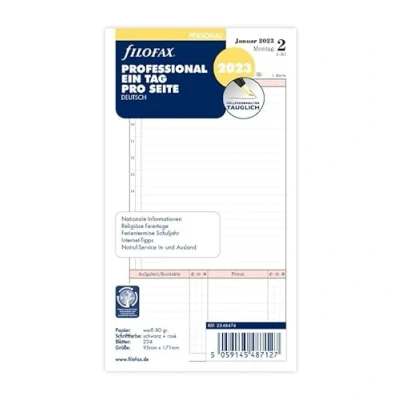 Afbeelding van Filofax Personal Professional 1 dag op pagina (Duits) 2023