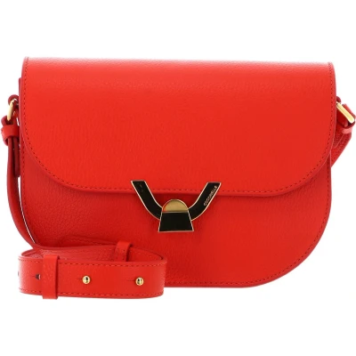 Afbeelding van COCCINELLE Leren Schoudertas Dew Crossbody Grained Leather Gazpacho Oranje