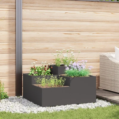 Afbeelding van vidaXL Tuinbak 80x80x48 cm Zwart Staal