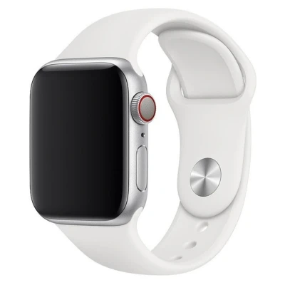 Afbeelding van Apple Watch bandje Origineel Siliconen en TPU (zacht) Wit Geschikt voor Series1/2/3/4/5/6/7/8/9/10/SE (38/40/41 mm) Series 10 (42