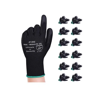 Afbeelding van Donfri 12 paar werkhandschoenen, tuinhandschoenen, beschermende handschoenen, werkplaatshandschoenen, met PU coating, voor tuin en multifunctioneel (8/M)