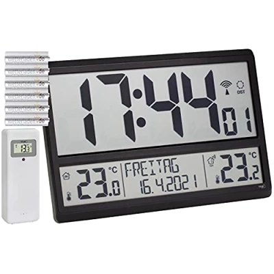 Afbeelding van TFA Dostmann Digitale XL wandklok, 60.4521.01 (zwart met batterijen)