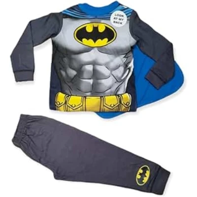 Afbeelding van Batman pyjama maat 92/98 Bat Man pyama met cape grijs blauw