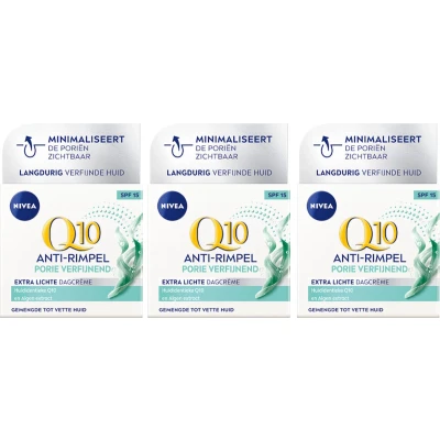 Afbeelding van 3x Nivea Q10 Dagcrème Anti Rimpel Extra Licht SPF 15 50 ml