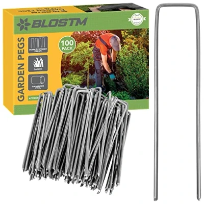 Afbeelding van BLOSTM 100 x zwart verzinkt, bevestigingsharingen, U vorm, ideaal voor netten, fleece, vloermat, polyethyleenbladeren, kunstgras, 30 150 mm