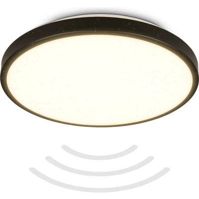 Afbeelding van B.K.Licht LED Badkamerverlichting Plafondlamp met bewegingsmelder IP54 warm wit licht 29x7.5 cm Zwart